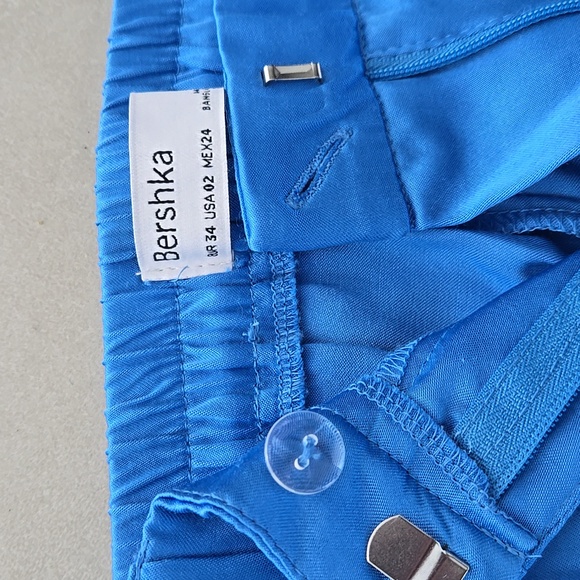 New Bershka Bright Blue Relaxed Fit Pants Size 2 - Picture 5 of 6